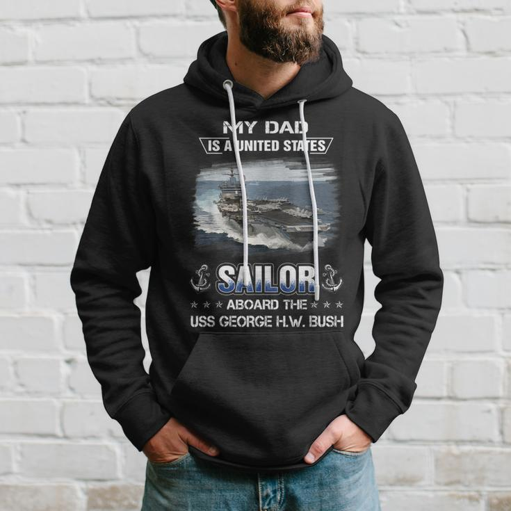 My Dad Is A Sailor Aboard The Uss George HW Bush Cvn 77 Hoodie Gifts for Him