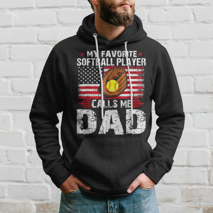 My Favorite Softball Player Calls Me Dad Softball Dad Hoodie Gifts for Him