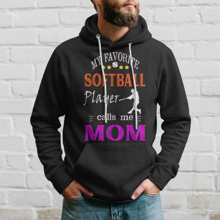 My Favorite Softball Player Calls Me Mom V2 Men Hoodie Graphic Print Hooded Sweatshirt Gifts for Him