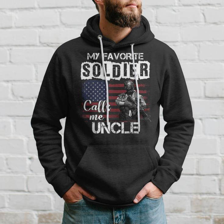 My Favorite Soldier Calls Me Uncle Army Veteran Men Hoodie Graphic Print Hooded Sweatshirt Gifts for Him