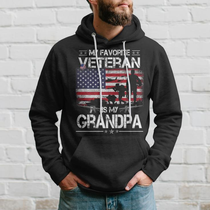 My Favorite Veteran Is My Grandpa - Flag Father Veterans Day Hoodie Gifts for Him