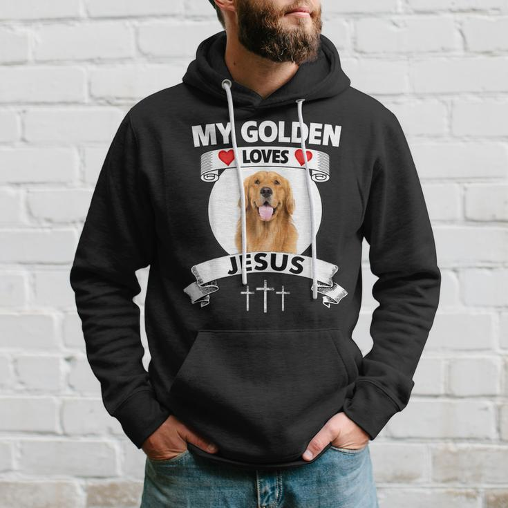 My Golden Retriever Loves Jesus Christian Family Dog Mom Dad Hoodie Gifts for Him