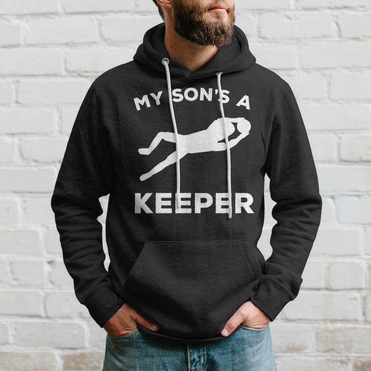 My Sons A Keeper For Soccer Moms And Dads Men Hoodie Graphic Print Hooded Sweatshirt Gifts for Him