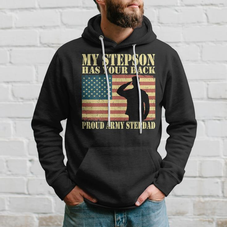 My Stepson Has Your Back Proud Army Stepdad Father Gifts Gift For Mens Hoodie Gifts for Him