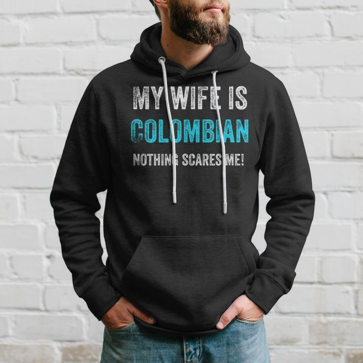 My Wife Is Colombian Nothing Scares Me Funny Husband Men Hoodie Graphic Print Hooded Sweatshirt Gifts for Him