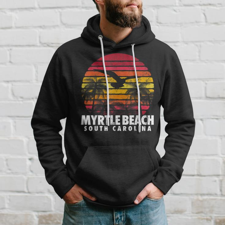 Myrtle Beach South Carolina Vintage Retro Beach Sun Sunset Hoodie Gifts for Him