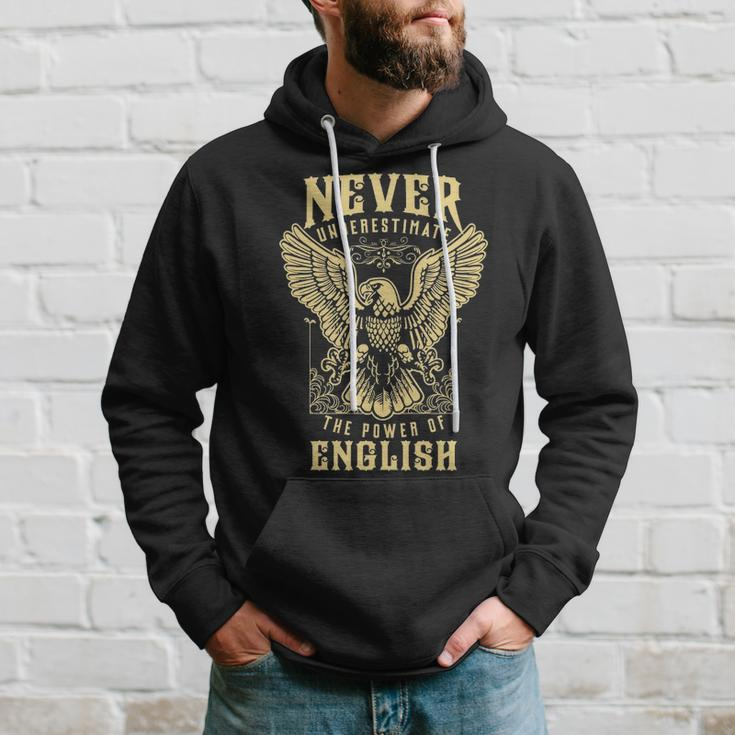 Never Underestimate The Power Of English Personalized Last Name Hoodie Gifts for Him