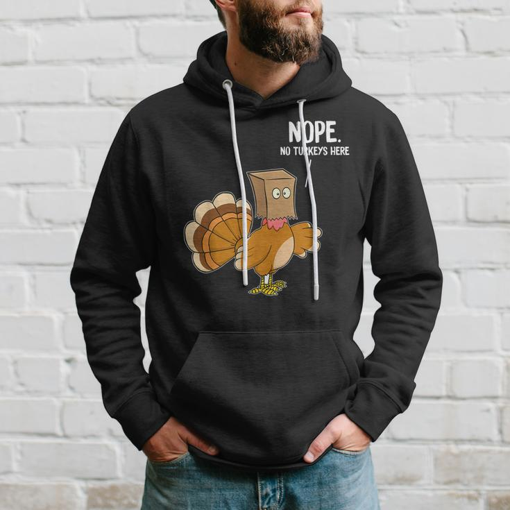 Nope No Turkeys Hiding Here Funny Thanksgiving Men Hoodie Graphic Print Hooded Sweatshirt Gifts for Him