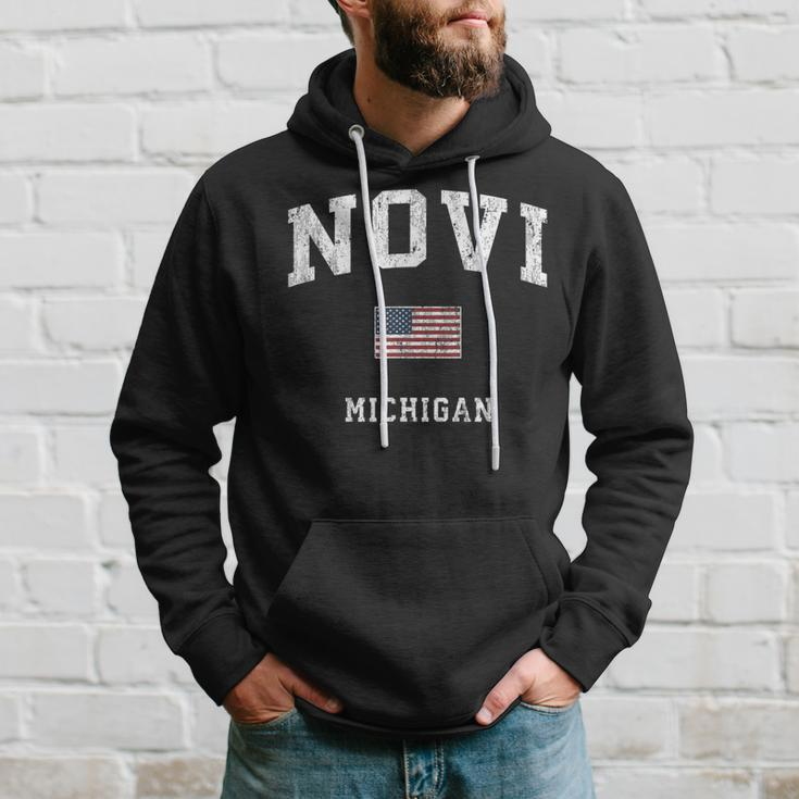 Novi Michigan Mi Vintage American Flag Sports Men Hoodie Gifts for Him