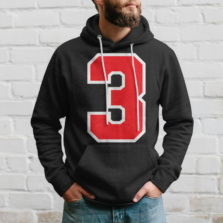 Number 3 Sports Jersey Birthday Age Lucky Number Red White Men Hoodie Gifts for Him
