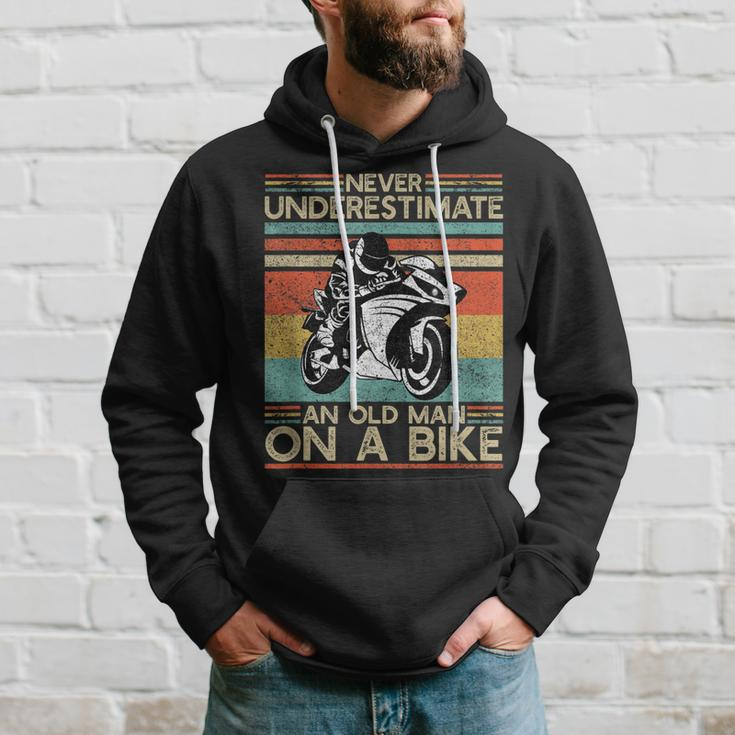 Old Man On A Bike | Motocycle Dad | Superbike Street Bike Hoodie Gifts for Him