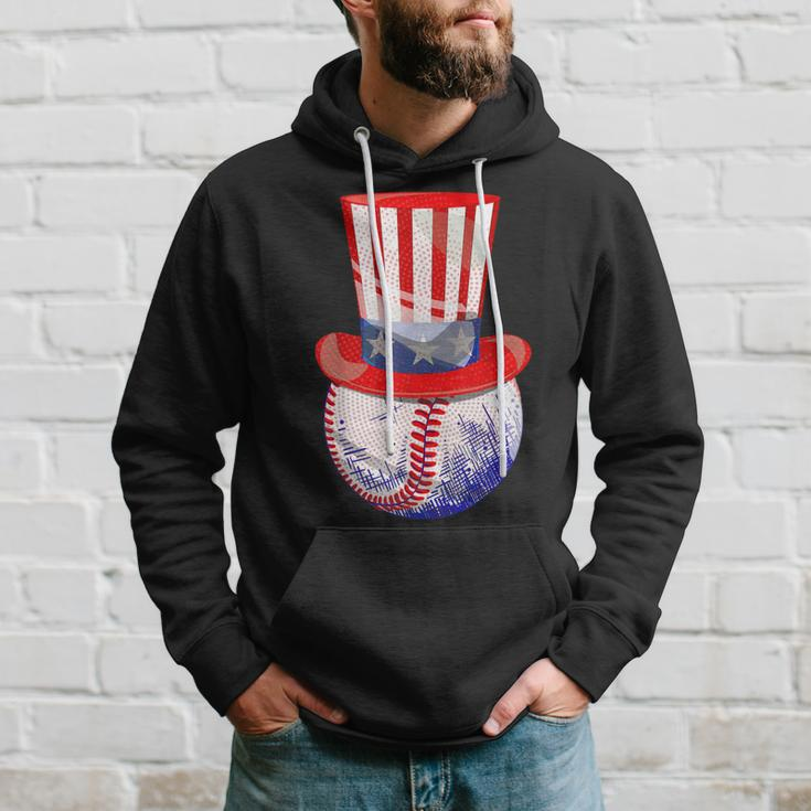 Patriotic Baseball Ball American Uncle Sam Flag 4Th Of July Hoodie Gifts for Him