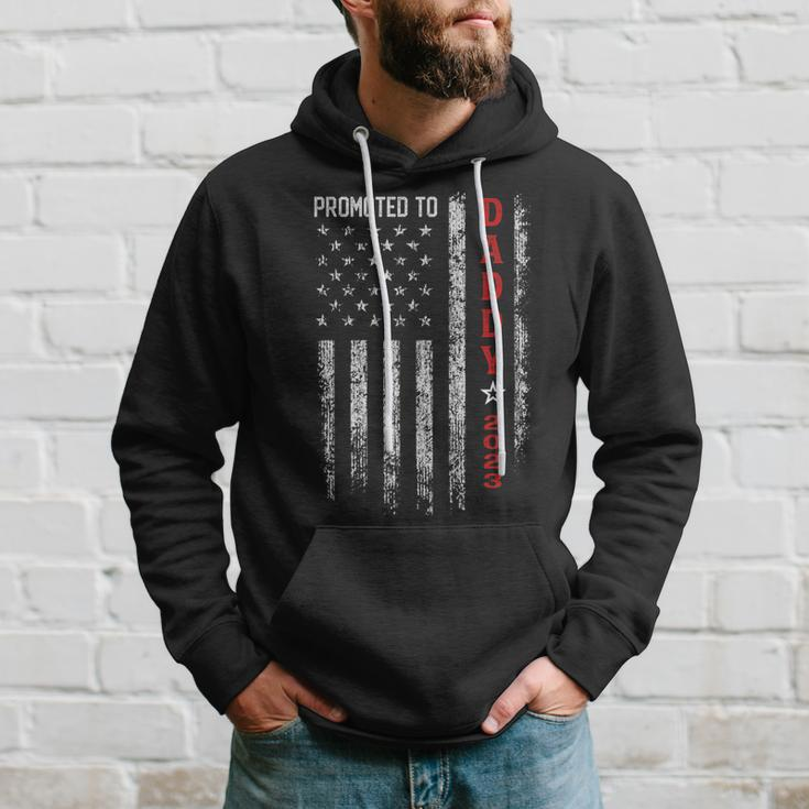 Patriotic Mens Promoted To Daddy Est 2023 First Time Dad Hoodie Gifts for Him