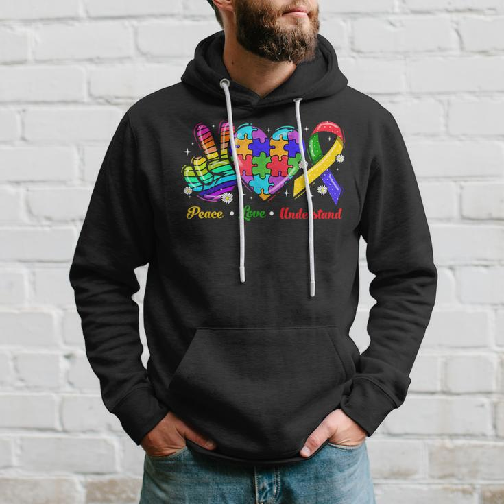 Peace Love Autism Awareness Autism Kids Mom Dad Hoodie Gifts for Him