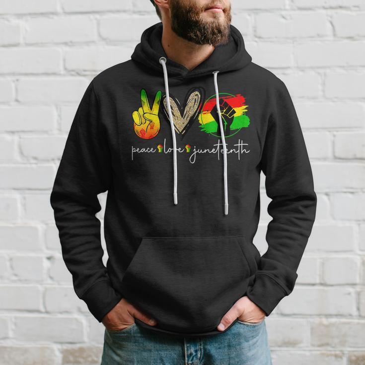 Peace Love Junenth Fist Black Girl Black Queen & King Hoodie Gifts for Him