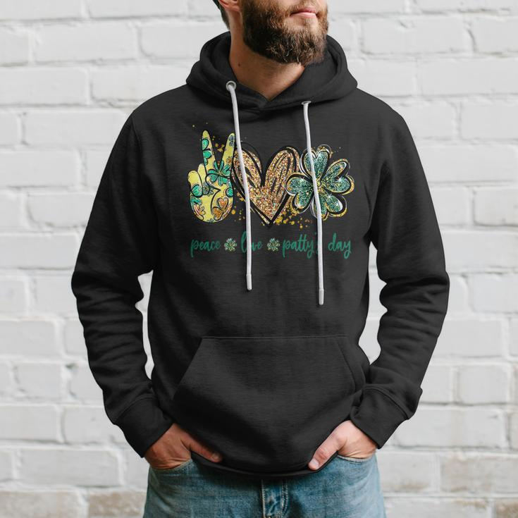 Peace Love Pattys Day St Patricks Day Gifts Hoodie Gifts for Him