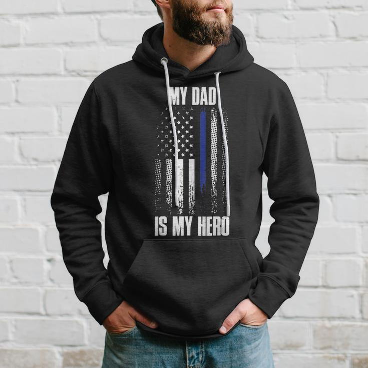 Police Father Police Flag Dad Is My Hero Back The Blue Hoodie Gifts for Him