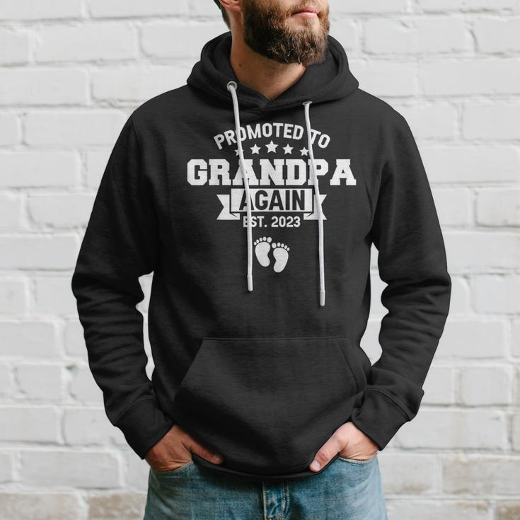Promoted To Grandpa Again 2023 Funny Baby Announcement Party Hoodie Gifts for Him