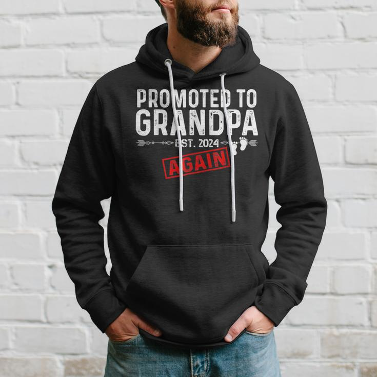 Promoted To Grandpa Again Est 2024 Pregnancy Hoodie Gifts for Him
