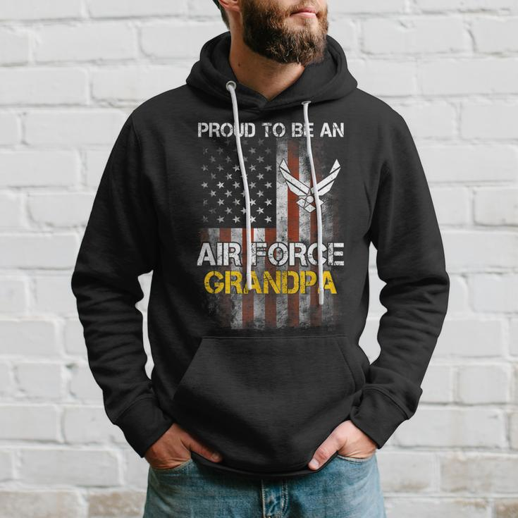 Proud Air Force Grandpa Funny American Flag Hoodie Gifts for Him