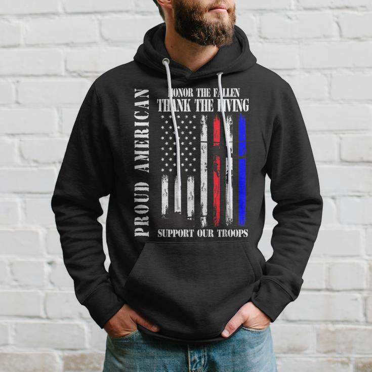 Proud American Honor The Fallen Thank You Veterans Usa Flag Hoodie Gifts for Him