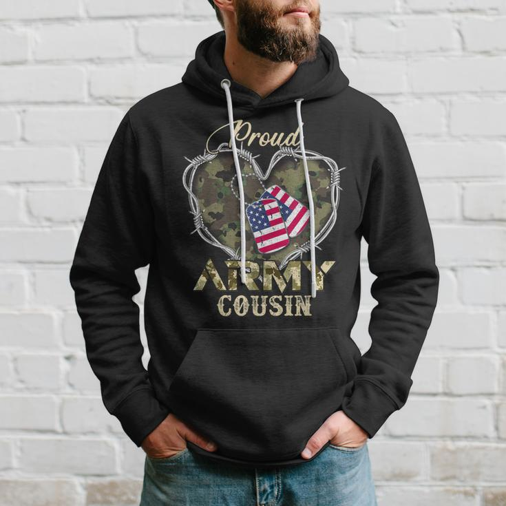 Proud Army Cousin With Heart American Flag For Veteran Hoodie Gifts for Him
