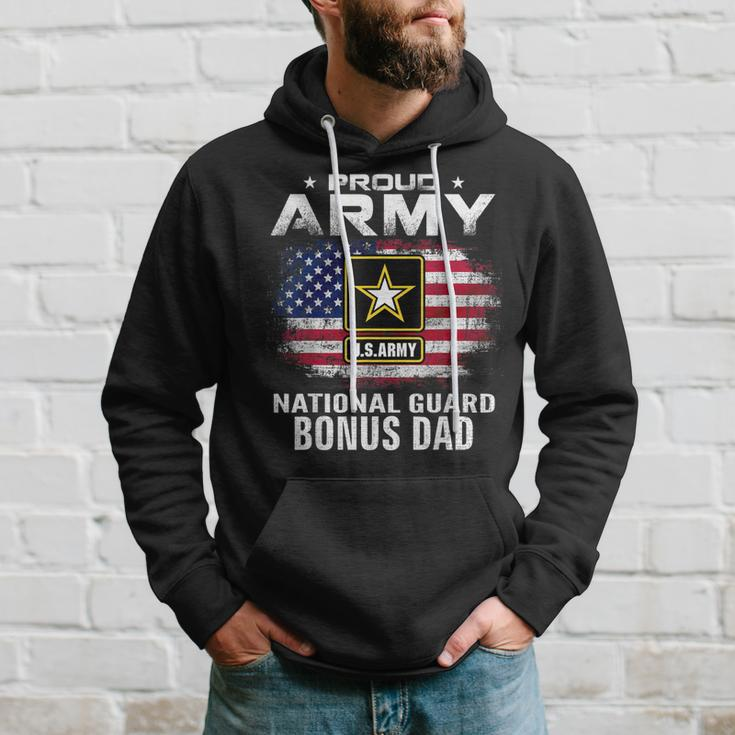 Proud Army National Guard Bonus Dad With American Flag Gift Hoodie Gifts for Him