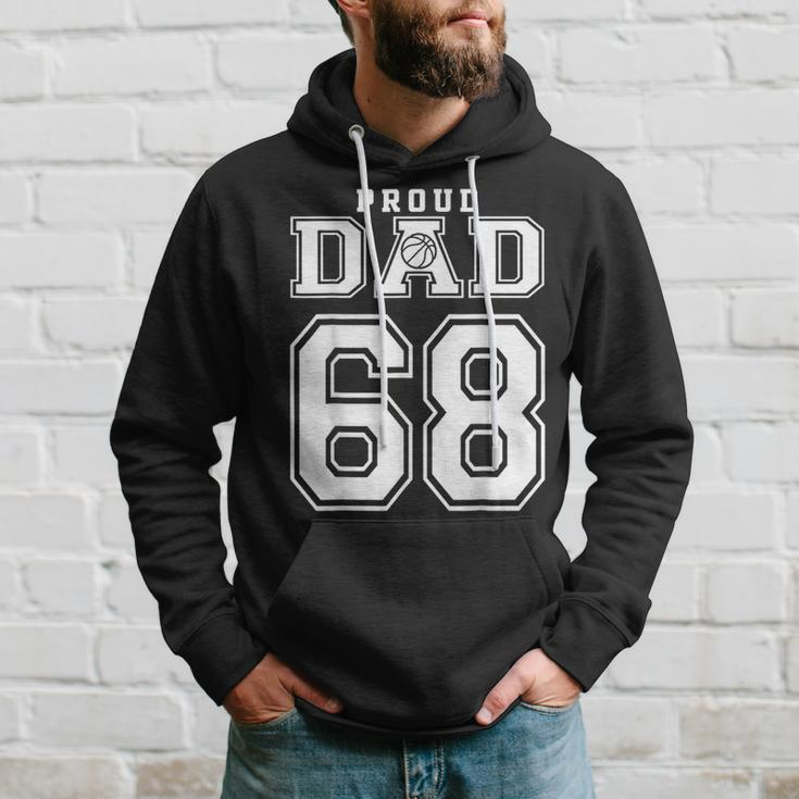 Proud Basketball Dad Number 68 Birthday Funny Fathers Day Hoodie Gifts for Him