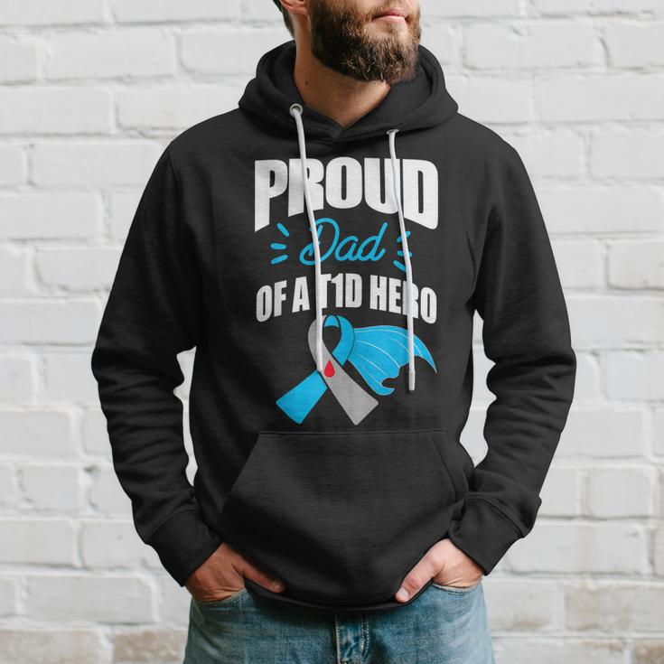 Proud Dad Of A T1d Hero Type 1 Diabetes Dad Awareness Hoodie Gifts for Him