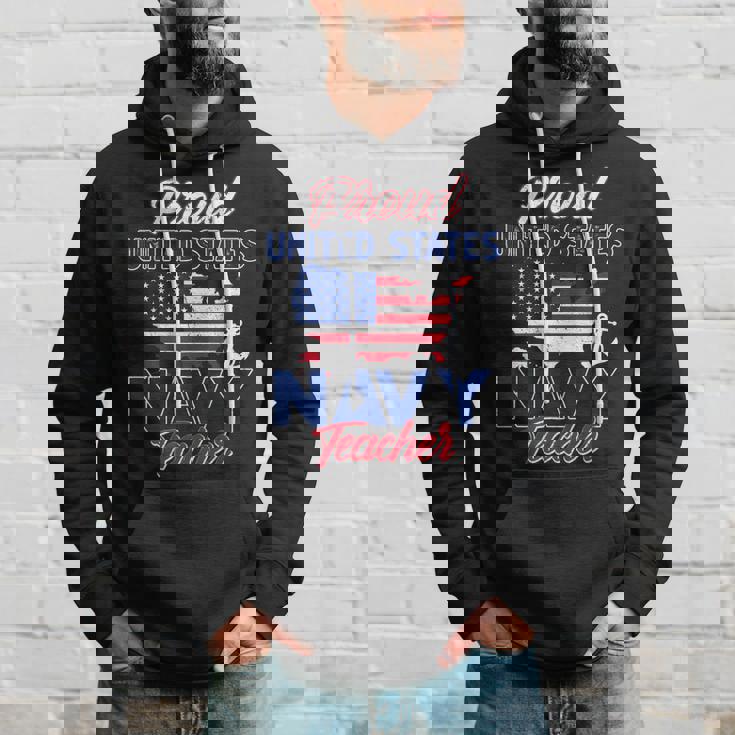 Proud Navy Teacher Us Flag Family S Army Military Men Hoodie