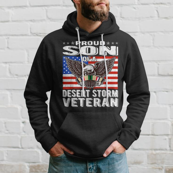 Proud Son Of Desert Storm Veteran Persian Gulf War Veterans Men Hoodie Graphic Print Hooded Sweatshirt Gifts for Him