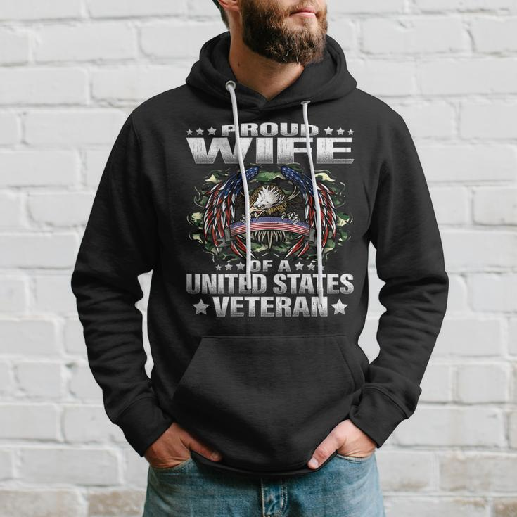 Proud Wife Of A United States Veteran Military Vets Spouse Men Hoodie Graphic Print Hooded Sweatshirt Gifts for Him