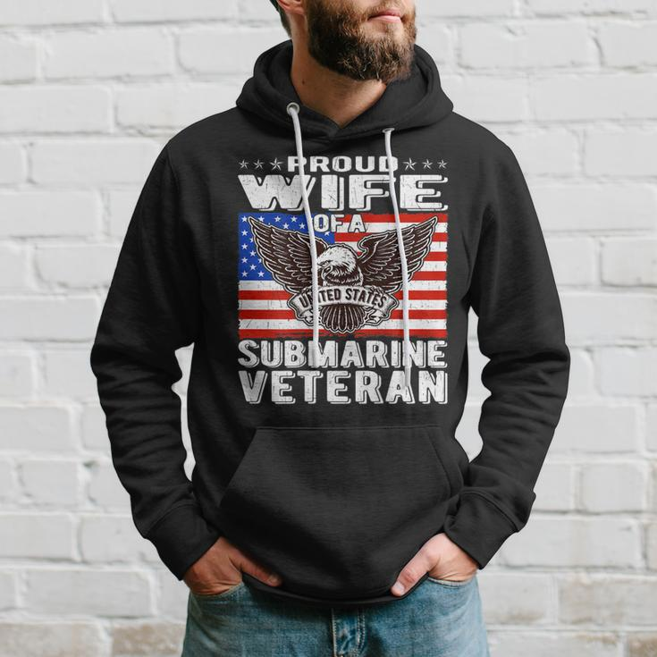 Proud Wife Of Us Submarine Veteran Patriotic Military Spouse V2 Men Hoodie Graphic Print Hooded Sweatshirt Gifts for Him