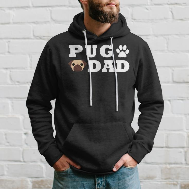Pug Dad With Paw And Pug Graphic Hoodie Gifts for Him
