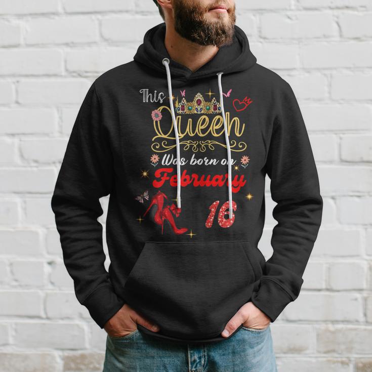 This Queen Was Born Am 16 Februar Geburtstag Frauen Hoodie Geschenke für Ihn