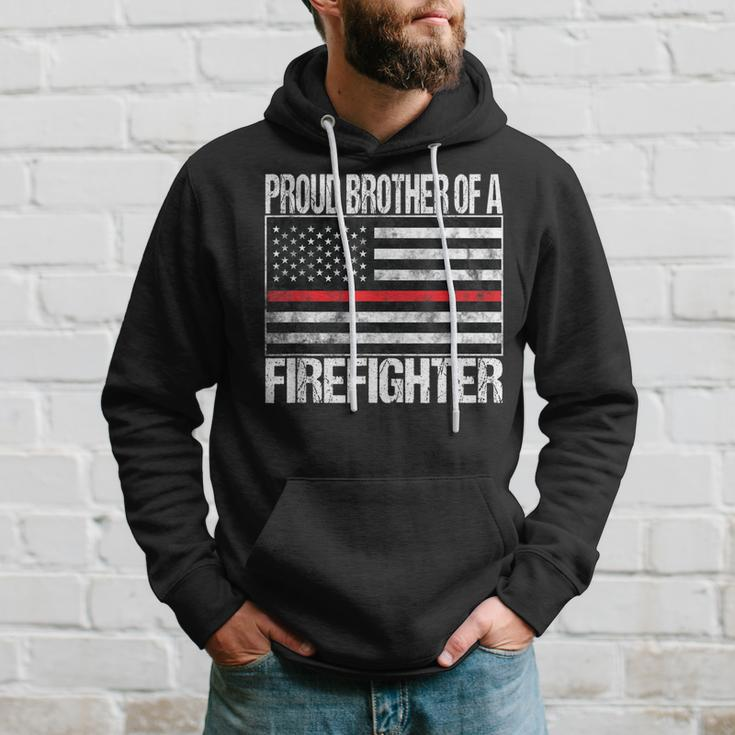 Red Line Flag Proud Brother Of A Firefighter Fireman Hoodie Gifts for Him