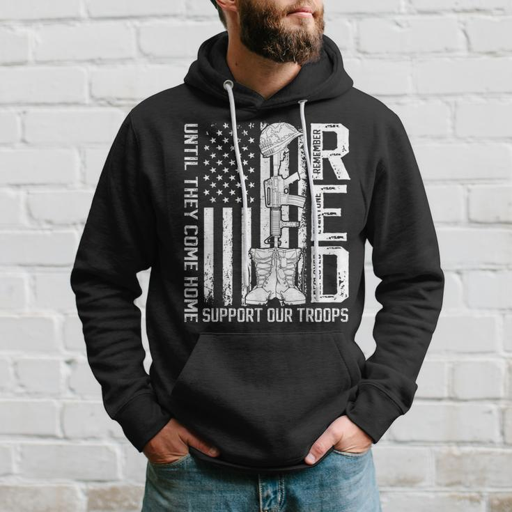 Red Remember Everyone Deployed Friday Us Military Veterans Hoodie Gifts for Him
