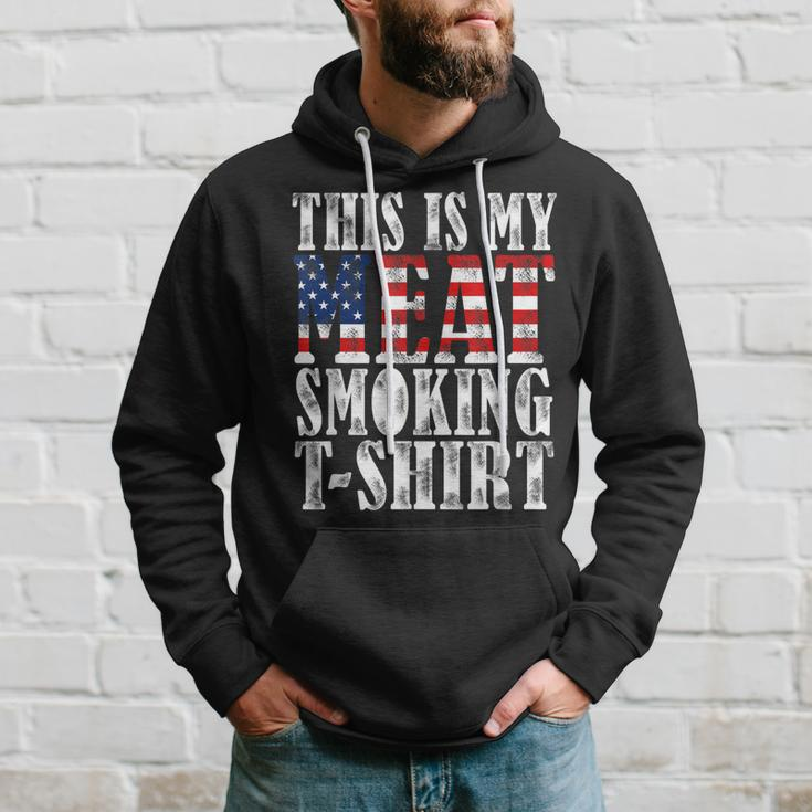 Retro Bbq Smoker Vintage Us Flag This Is My Meat Smoking Hoodie Gifts for Him
