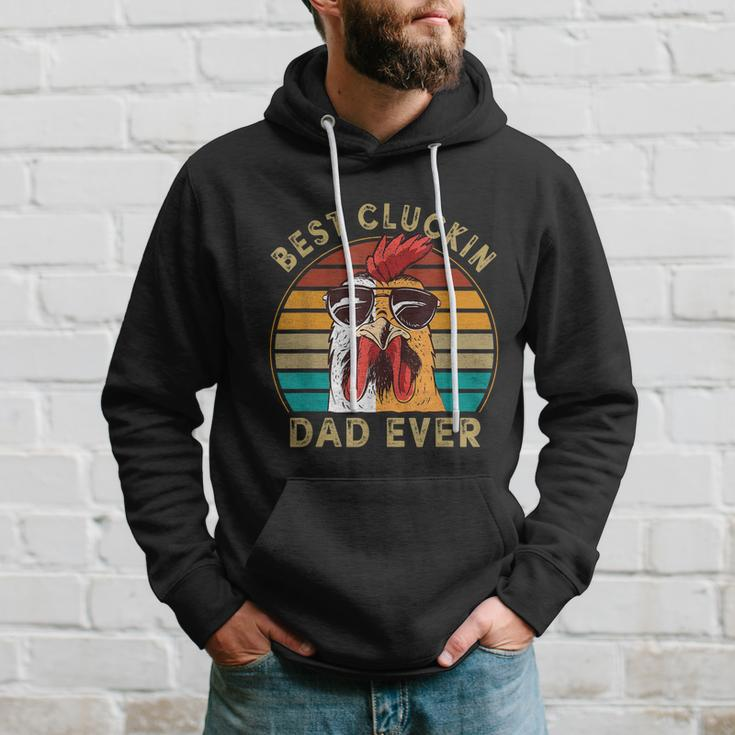 Retro Best Cluckin Dad Ever Chicken Dad Rooster Father Hoodie Gifts for Him
