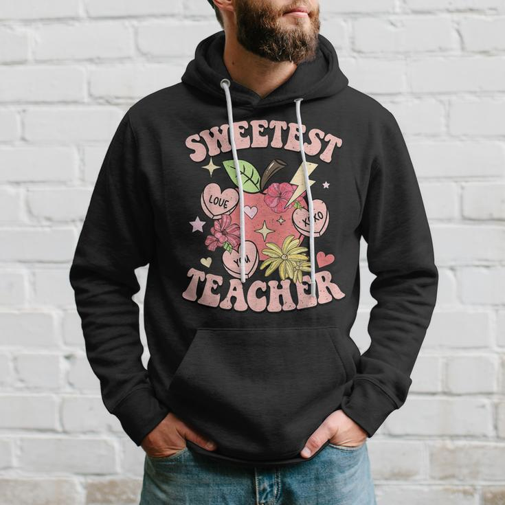 Retro Cute Apple Sweetest Teacher Funny Valentines Day Hoodie Gifts for Him