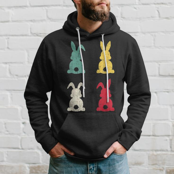 Retro Easter Bunny Cute Happy Easter Vintage Colorful Rabbit Hoodie Gifts for Him