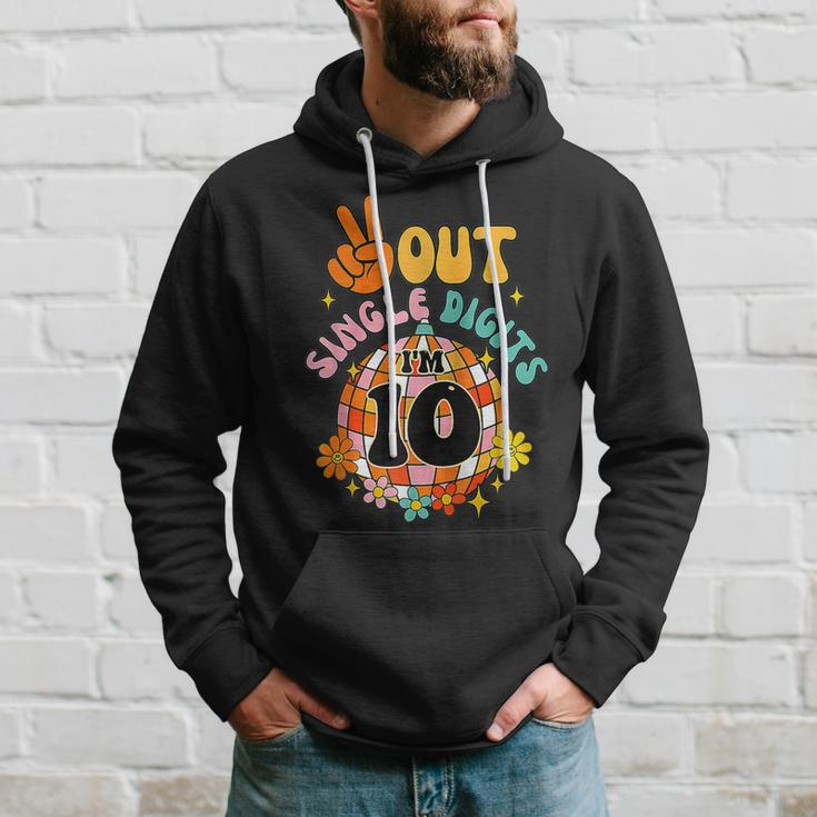 Retro Peace Out Single Digits Im 10 Year Old 10Th Birthday Hoodie Gifts for Him