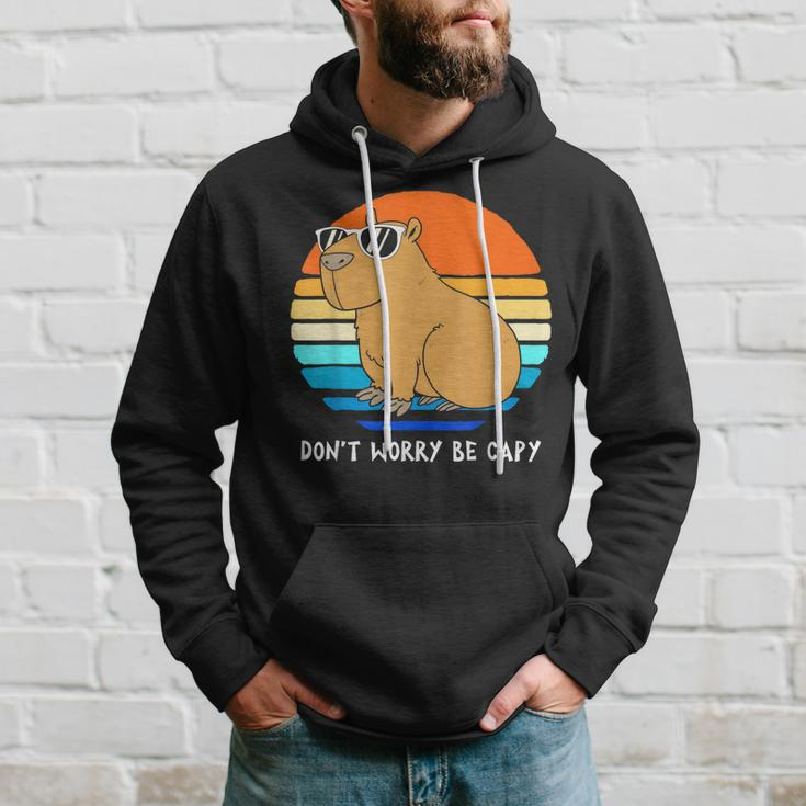 Retro Rodent Funny Capybara Dont Be Worry Be Capy Hoodie Gifts for Him