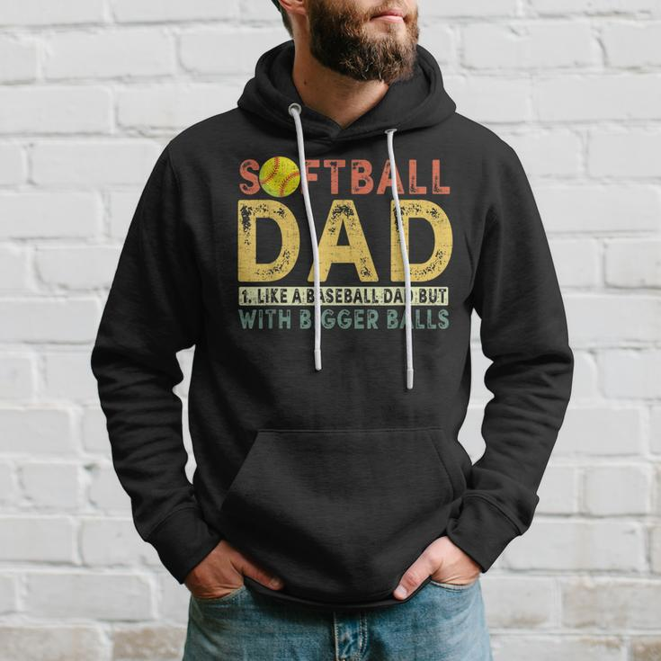 Retro Softball Dad Like A Baseball Dad But With Bigger Balls Gift For Mens Hoodie Gifts for Him