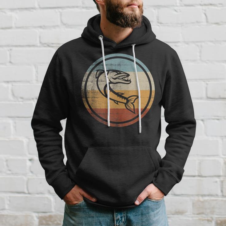 Retro Vintage Angeln Fischen Großer Barrakuda Hoodie Geschenke für Ihn