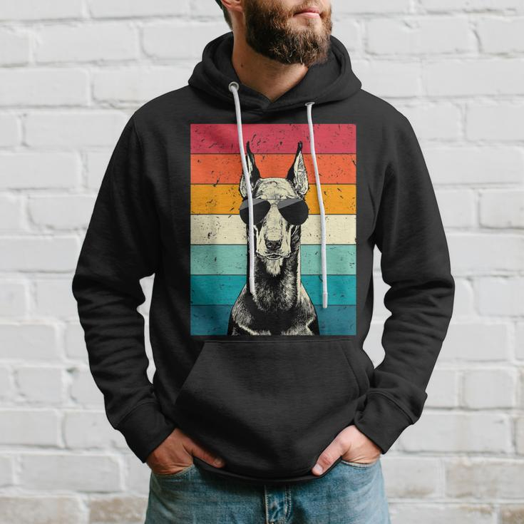 Retro Vintage Doberman Pinscher With Sunglasses Dog Lovers Hoodie Gifts for Him