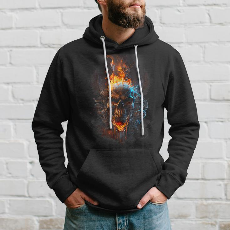 Revolution Riders Metal Skull Engine Flames Graphic Men Hoodie Gifts for Him