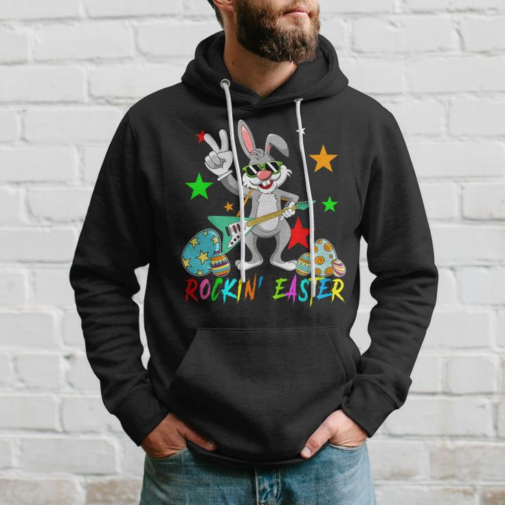 Rockin Easter Bunny Sunglasses Playing Guitar Guitarist Hoodie Gifts for Him