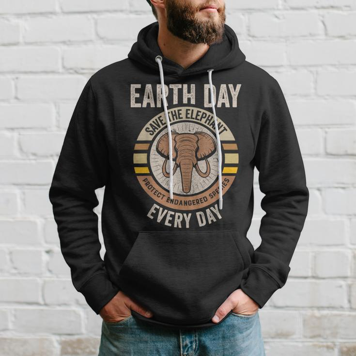 Save The Elephant Earth Day Protect Endangered Animals Hoodie Gifts for Him
