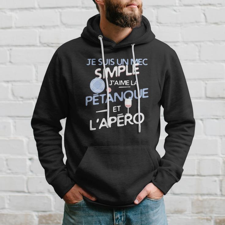 Schwarzes Hoodie Je suis un mec simple - Pétanque & Apéro Fan Geschenke für Ihn